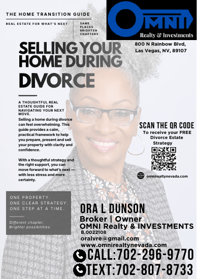 Real estate guide cover for selling homes during divorce by ORA L Dunson, Omni Realty & Investments